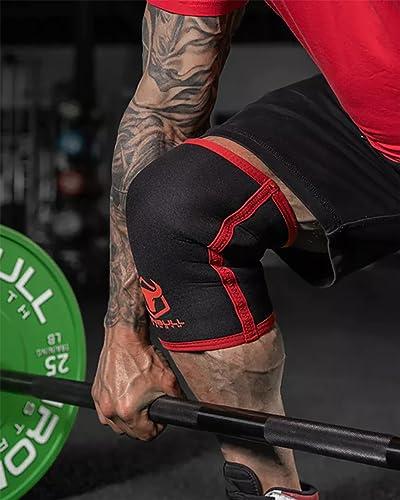 Iron Bull Strength Iron Bull Strength Knee Sleeves for Powerlifting (7mm) - Weightlifting Knee Compression Sleeve for Squats - Knee Brace Support for Gym, Workout, Fitness (Small)