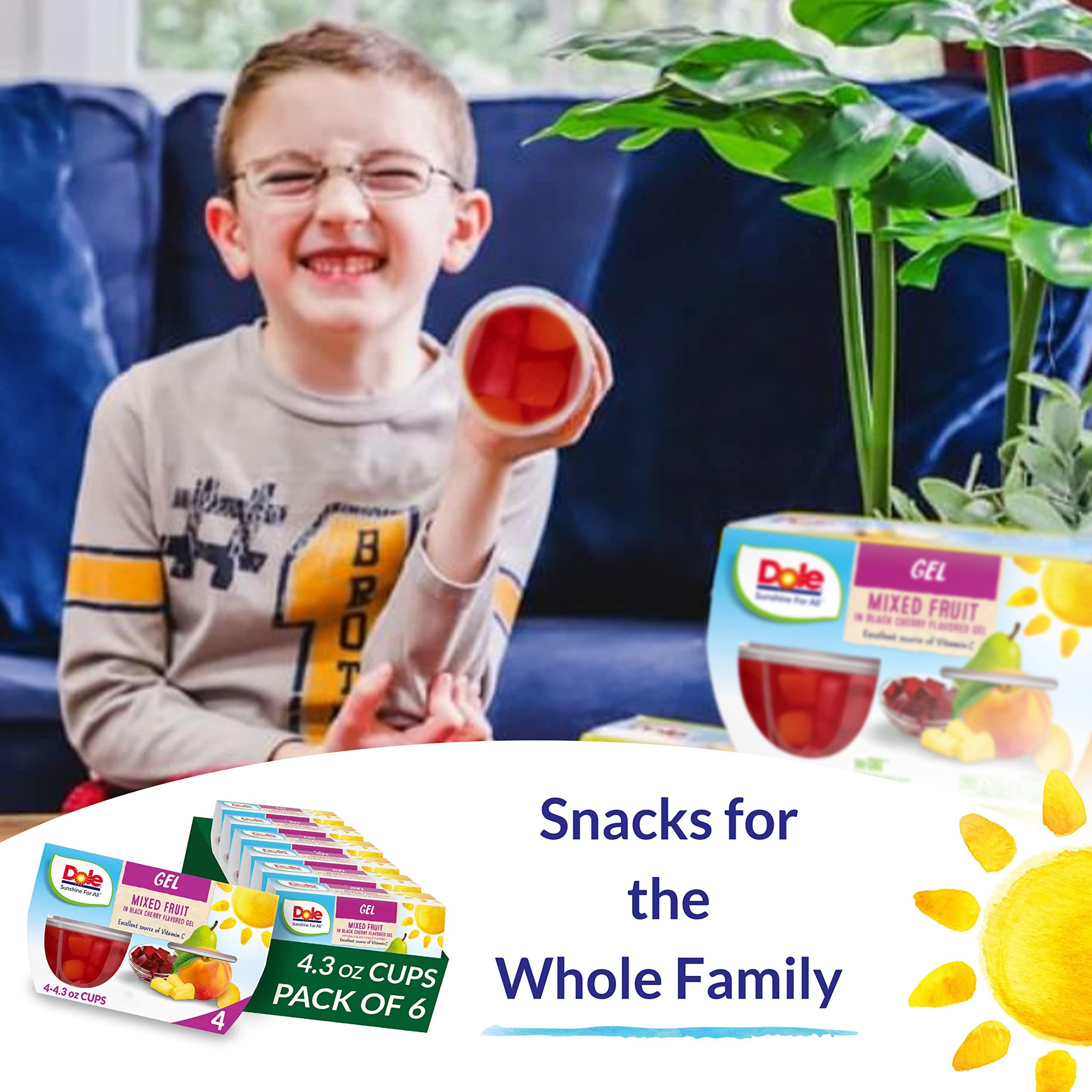 Dole Dole Fruit Bowls Mixed Fruit in Black Cherry Flavored Gel, Back To School, Gluten Free Healthy Snack, 4.3 oz, 24 Total Cups (Pack of 3)