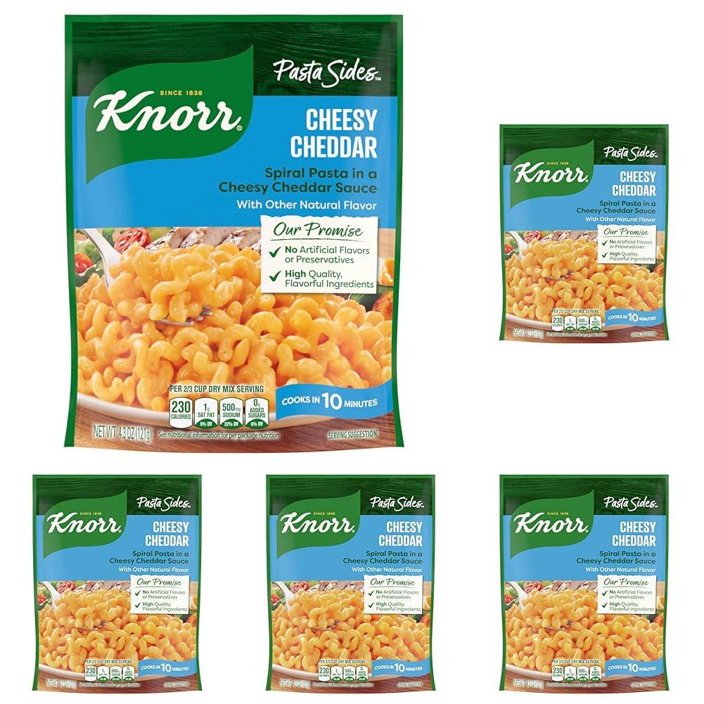 Knorr Knorr Pasta Sides Cheesy Cheddar Rotini For Delicious Quick Pasta Side Dishes No Artificial Flavors, No Preservatives, No Added MSG 4.3 oz (Pack of 5)