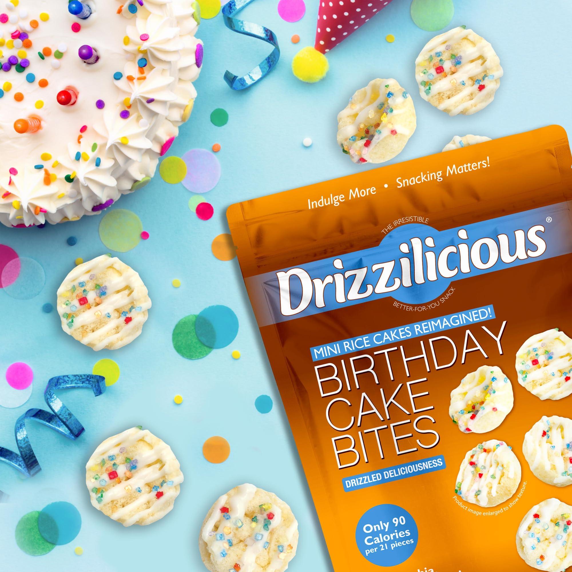 Drizzilicious Drizzilicious Mini Rice Cakes Birthday Cake - Rice Crisps, Healthy Snack for Adults and Kids, Flavored Rice Cakes, Vegan, Gluten Free, Allergen Free, Only 90 Calories Per Serving - 4 oz (Pack of 2)