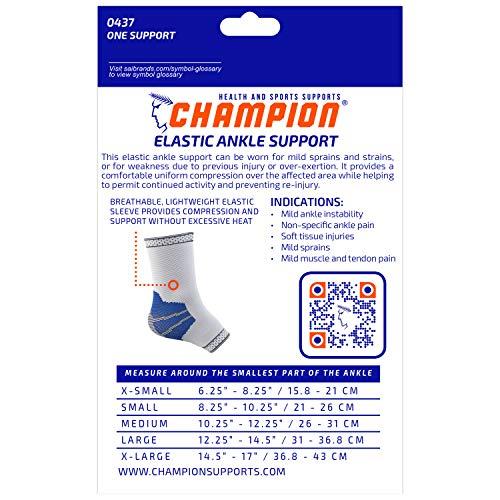 Champion Champion Elastic Ankle Support Compression Sleeve, Gray, Medium