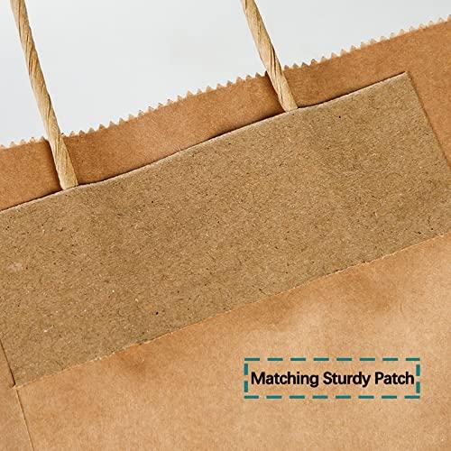 ChrisPow 50 Pcs Kraft Paper Bags with Handles Brown Paper Bags Paper Gift Bags Kraft Great for Wedding Bridal Showers Kids Parties Boutique Grocery Retail Stores Mother's Day Gift Bag-11x9x11in