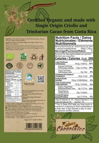 BRUNO'S CHOCOLATES Kakoart Bruno's Chocolate | Chocolate Bars with flavors, 1.75oz/50g, 7 pack | Organic Single Origin Trinitarian Cacao from Costa Rica, certified by the USDA, Gluten free, Vegan (70% Lemon)
