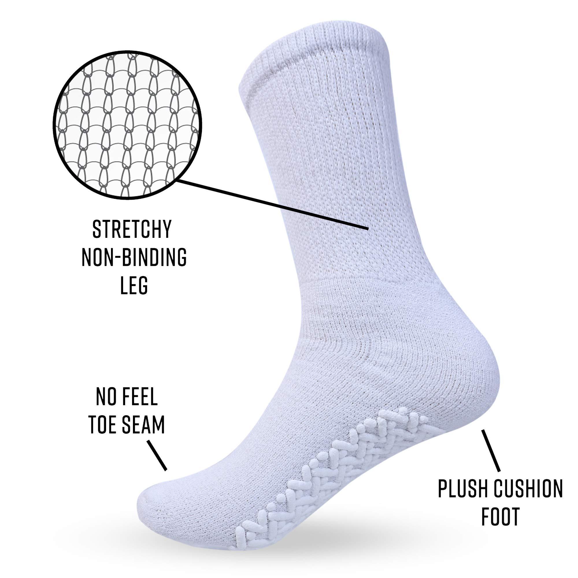 Diamond Star Diamond Star Anti Skid Socks Non Slip Non Binding With Grips Hospital Diabetic Crew Socks For Men Women 13-15 (12 Pack Grey, Big & Tall Men Shoe Size 9-14)