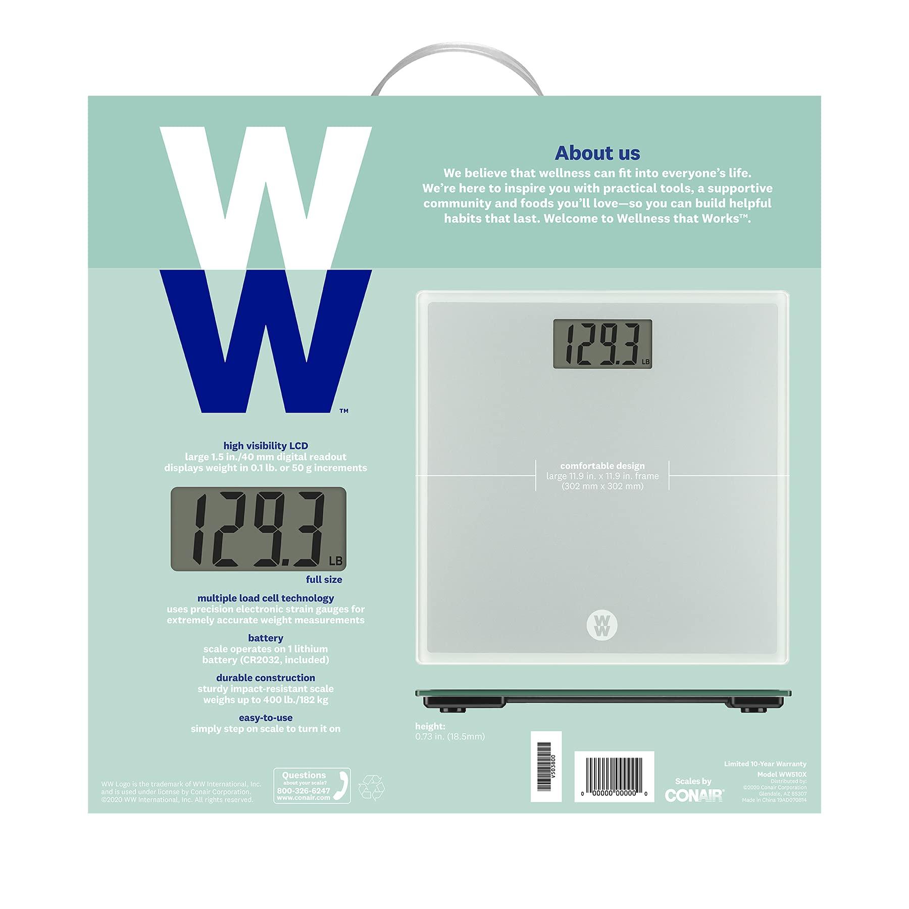 Conair Weight Watchers Scales by Conair Scale for Body Weight, Digital Bathroom Scale in Glass