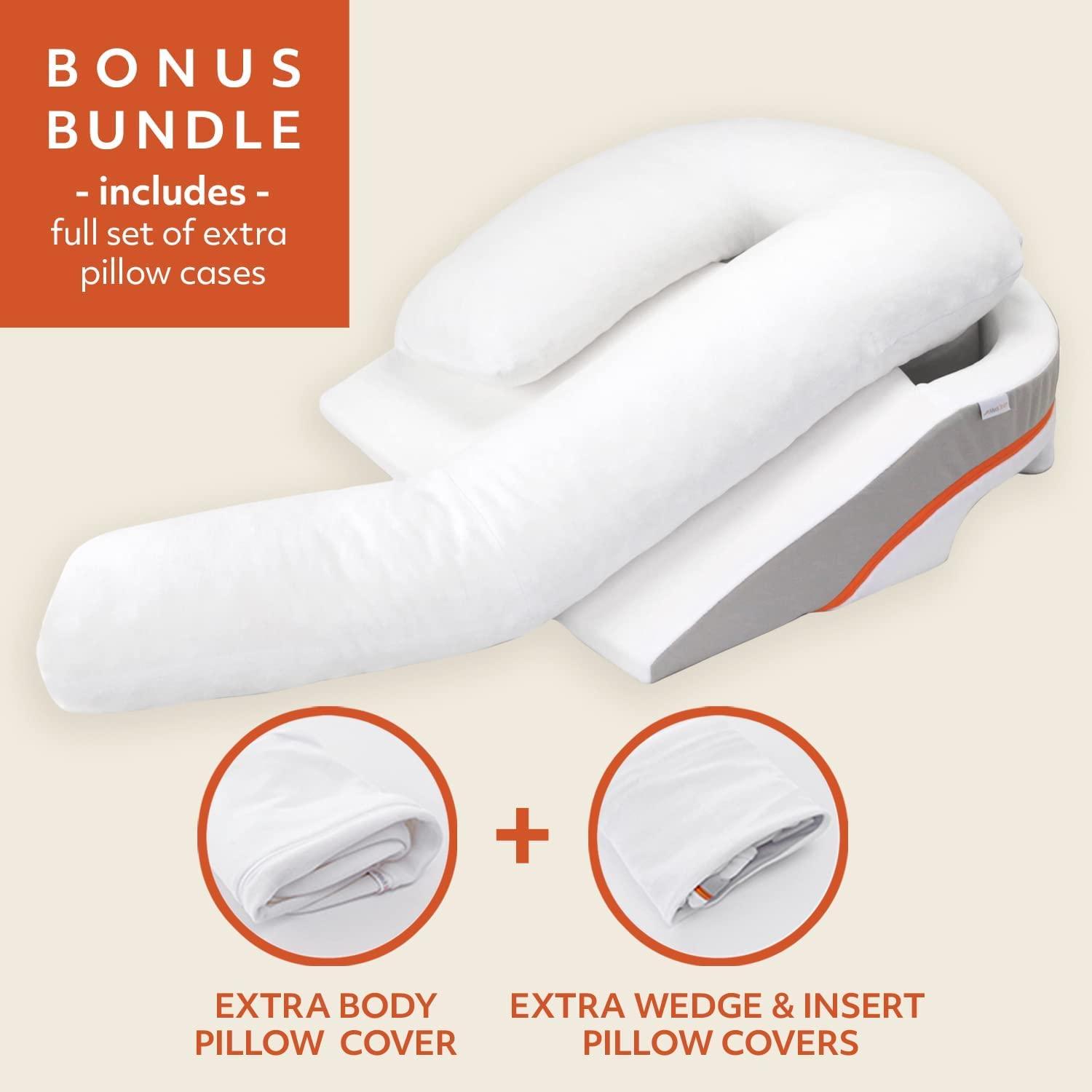 MedCline MedCline Reflux Relief System Bundle, Bed Wedge Pillow for Acid Reflux and GERD Relief with Therapeutic Body Pillow, Insert, and Extra Covers, Comfortable Sleep Position, Small for 4'8" to 5'4" Tall