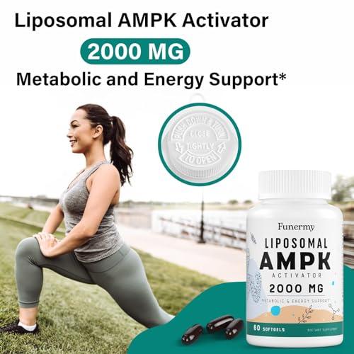 Funermy Liposomal AMPK Activator 2000 mg - High Bioavailability Berberine HCL,DIM,Milk Thistle,and Cinnamon Bark Capsule 6-in-1 AMPK Supplements for Antioxidant Support and Cellular Regulation, 240 Softgels