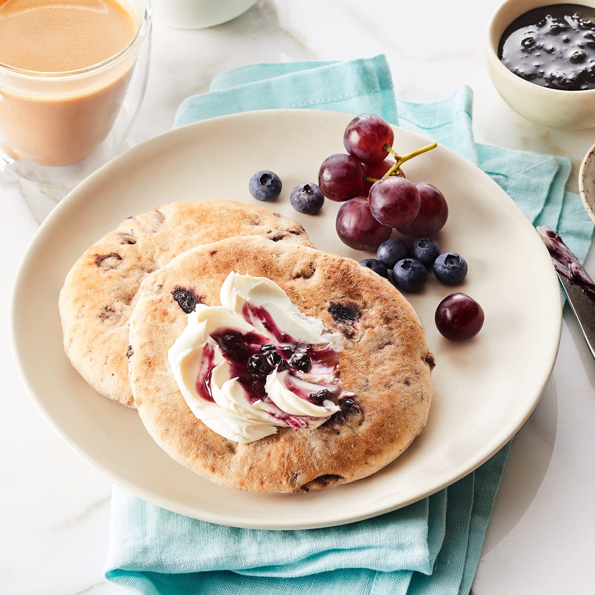 Ozery Bakery Inc. Ozery Bakery Blueberry Morning Rounds, Allergen Free, Vegan, Made with Real Fruit, Breakfast Buns, Pita Bread, 6 Buns Per Bag, 4-Pack