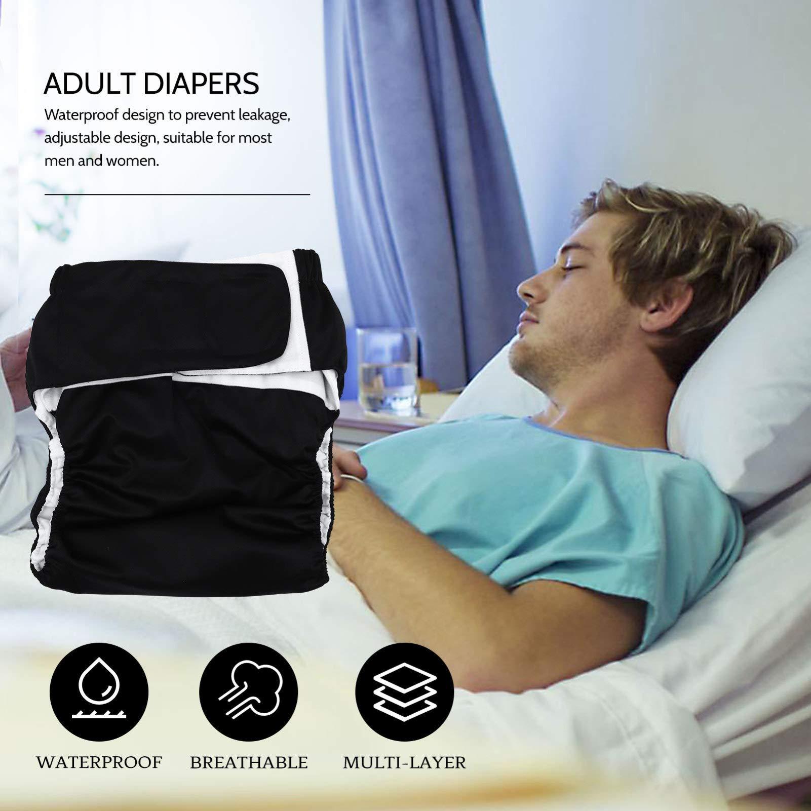 Healifty Mens Underware Adult Incontinence Underwear Washable Adult Cloth Diaper Maximum Absorbency Adjustable Waistband Adult Diapers for The Old Women Men Patients Black Mens Briefs