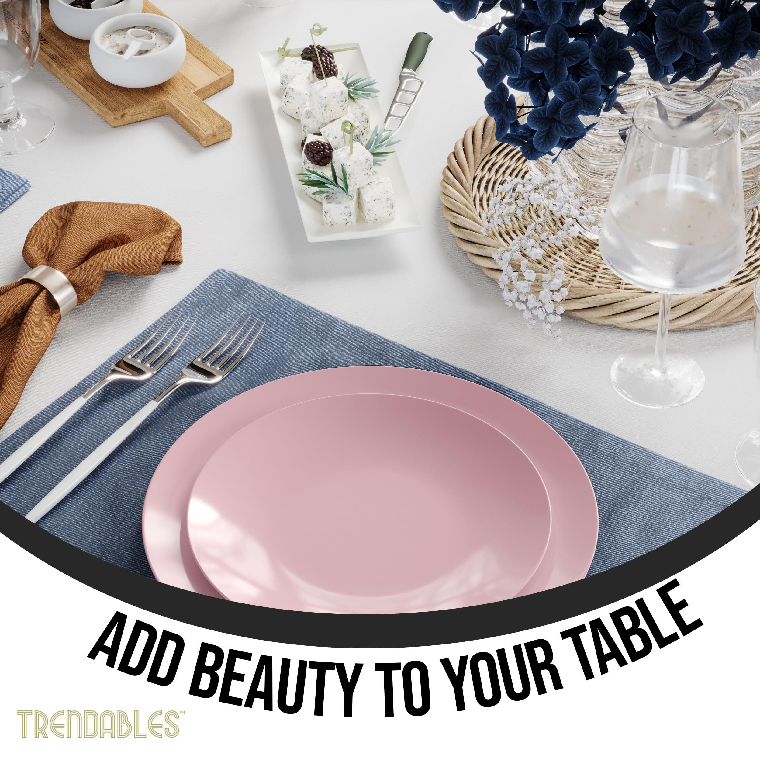 Trendables Trendables 60 Pcs Pink Plates Plastic Dinner Plates 30 Guests I 30-10\" Heavy Duty Plastic Plates & 30-8\" Dessert Plates | Disposable Dinnerware Set Pink Plates, Pink Plastic Plates Party Plates