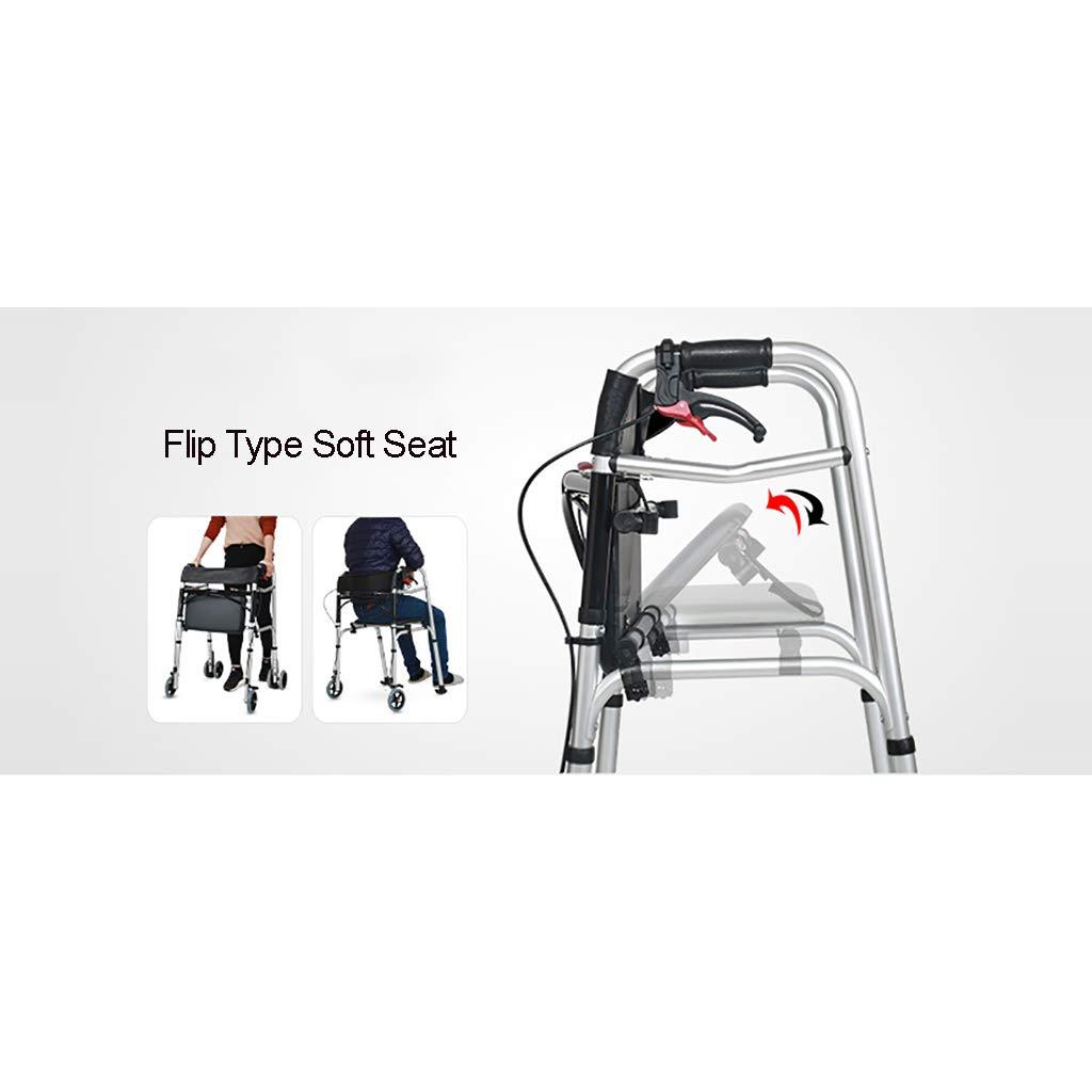 Lattice Walkers Aluminum Walker Frame, Portable Folding Adjustable Height Design with Handbrak/Seat Mobility Aid for Adult Disabled Elderly