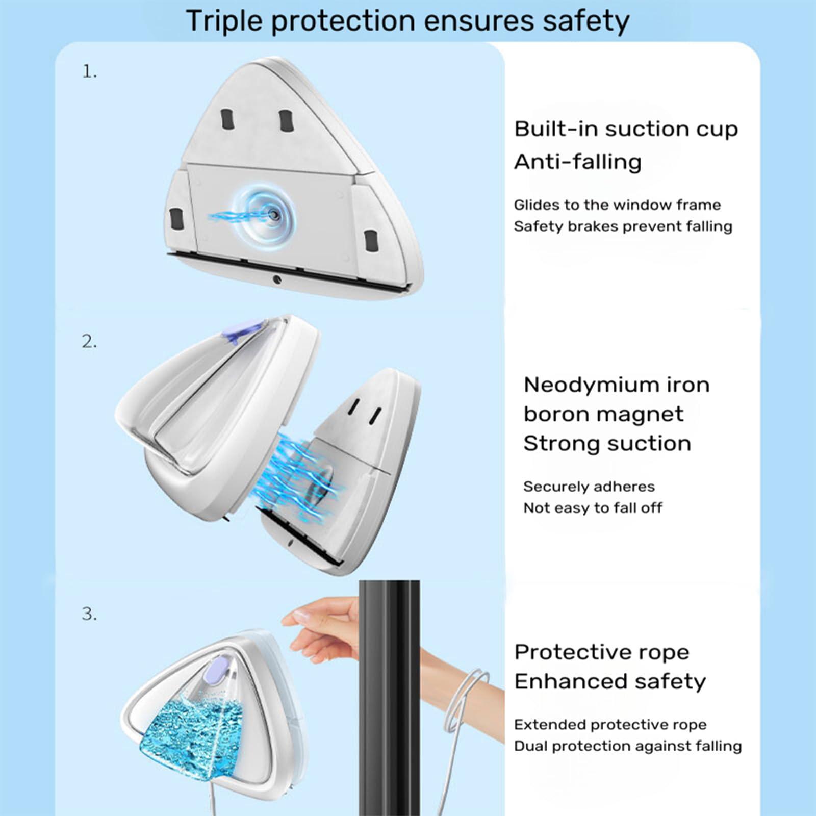 MIFXIN Double Side Magnetic Glass Wiper Window Cleaner Double-Sided Water-Filling Magnetic Glass Cleaning Tool Brush for Double Glazed Window Thickness 15-26mm
