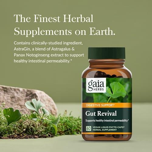 Gaia Herbs Gaia Herbs Gut Revival - Herbal Digestive Supplement to Support Gut Health - Made with Astragalus, Gotu Kola, Jujube & More - Free from Dairy, Soy & Gluten - 60 Vegan Capsules (60 Servings)