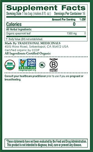 Traditional Medicinals Traditional Medicinals Organic Spearmint Herbal Tea, Healthy & Refreshing, (Pack of 1) - 16 Tea Bags