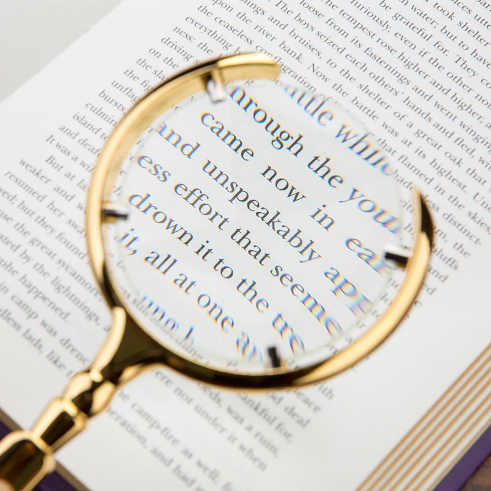 COnvow Real Glass Large Magnifying Glass - Reading Magnifier for Books -Handheld 63mm Strong High Clarity Eye Glasses for Home Learning, Reading and Fault Finding