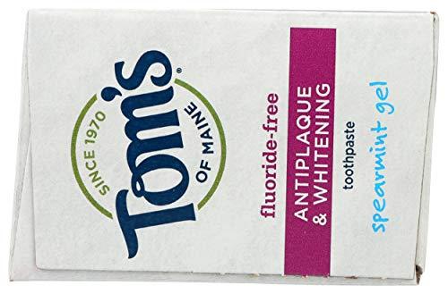 Tom's of Maine Tom's of Maine, Fluoride Free Antiplaque & Whitening Toothpaste - Spearmint Gel, 4.7 Ounce