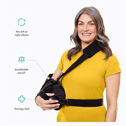 BraceAbility BraceAbility Abduction Shoulder Sling - Rotator Cuff Immobilizer Brace with Padded Relief Support Wedge and Ball for Right or Left Arm Pain From Post-Surgery or Tear Recovery and Subluxation (Medium)