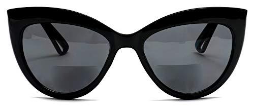 SAMBA SHADES SAMBA SHADES Bifocal Reading Sunglasses Fashion Cat Eye Sunglass Readers Oversized Women\'s CatEye Glasses Black Rx 3.50