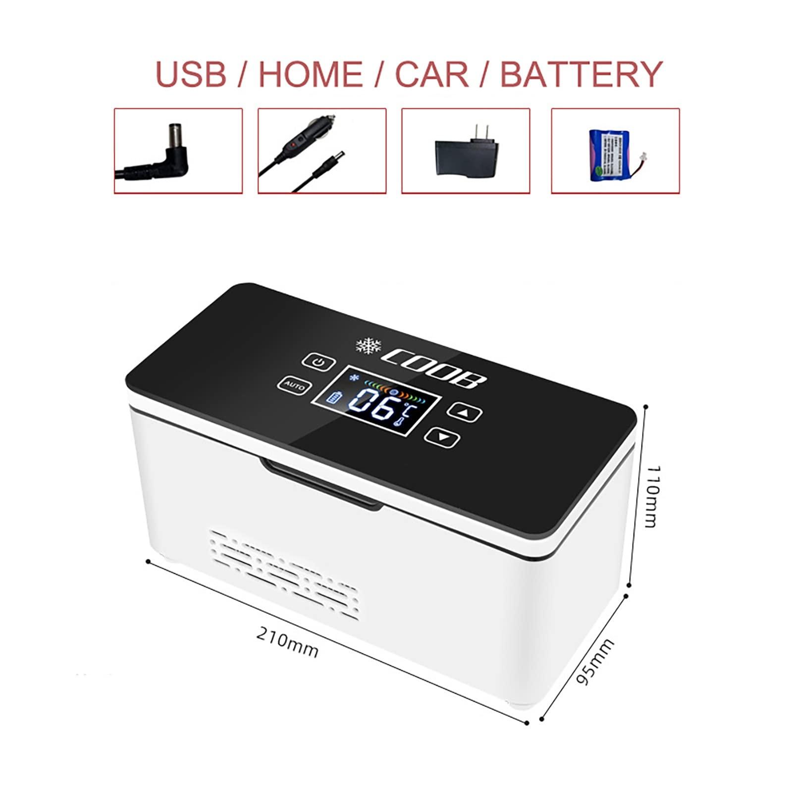 YXJPP Portable Insulin Cooler - White Car Travel Small Fridge, Large Capacity Home Care Medicine Refrigerator and Insulin Cooler, Small Travel Box for Medication