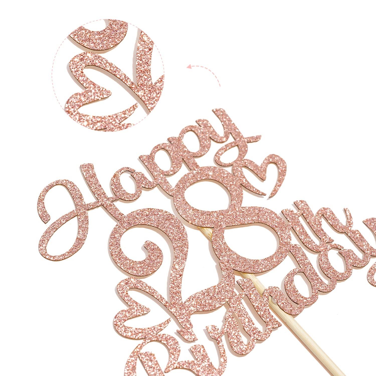 Unoggsor Unoggsor Rose Gold Glitter Happy 28th Birthday Cake Topper - Hello 28, Cheers to 28 Years, 28 & Fabulous, 28th Birthday/Anniversary Party Decorations