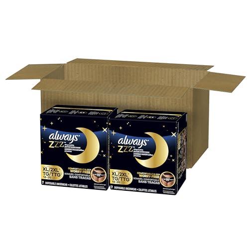 Always Always ZZZ Overnight Disposable Period Underwear for Women Size XL-2XL, 360 Coverage for Worry-Free Nights and Comfortable Sleep Period Protection, 7 Count x 2 Pack (14 Count Total)