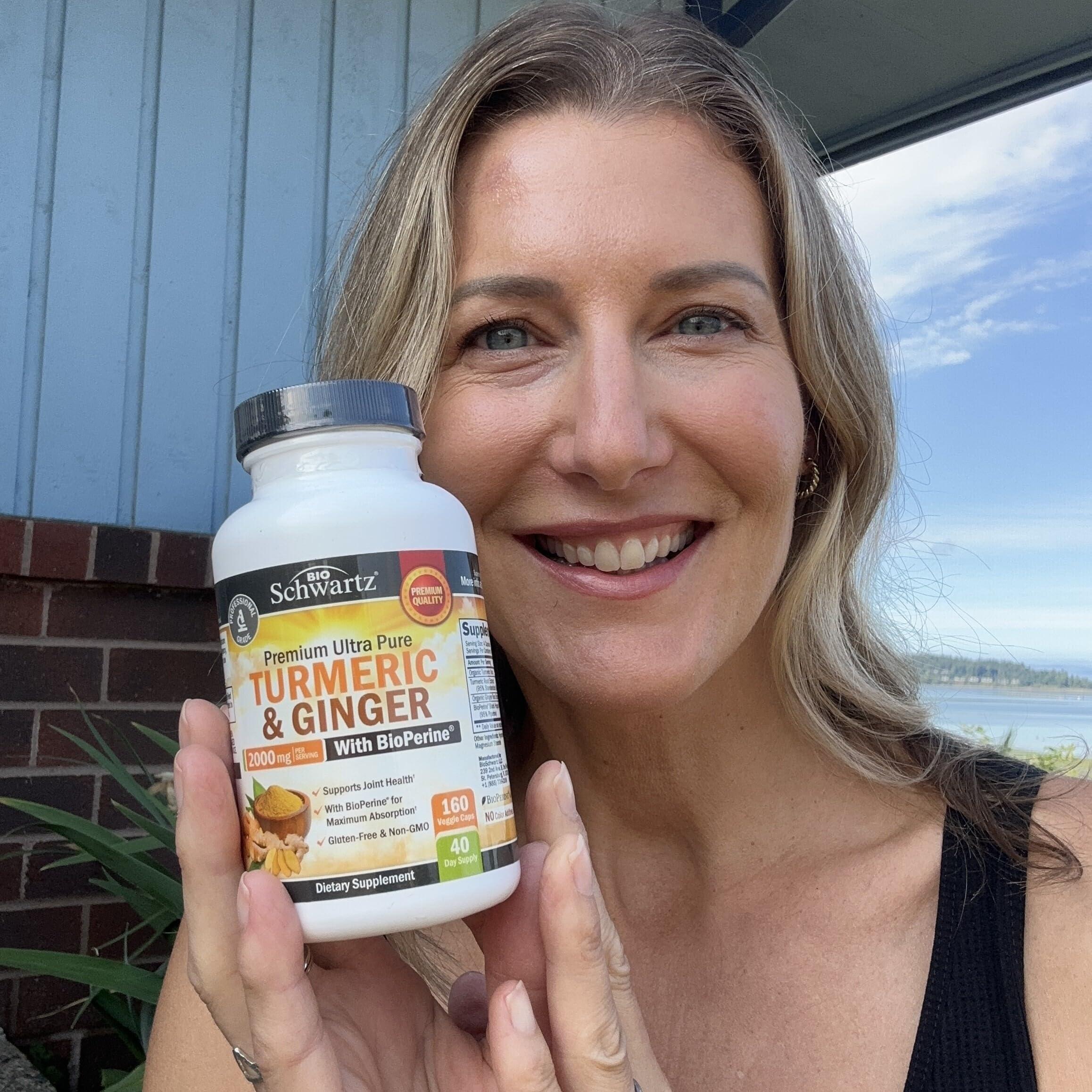 BioSchwartz Turmeric and Ginger Supplement with BioPerine - 2000mg High Absorption, 95% Curcuminoids - Non-GMO, Gluten-Free Turmeric Supplement for Joint and Immune Support - 160 Capsules