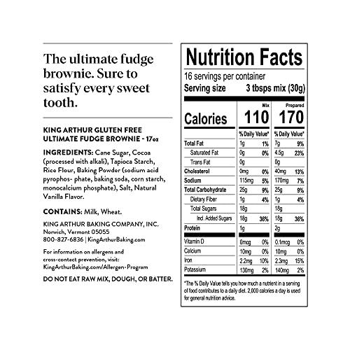 King Arthur King Arthur, Gluten Free Fudge Brownie Mix, Gluten-Free, Non-GMO Project Verified, Certified Kosher, 17 Ounces (Pack of 6)