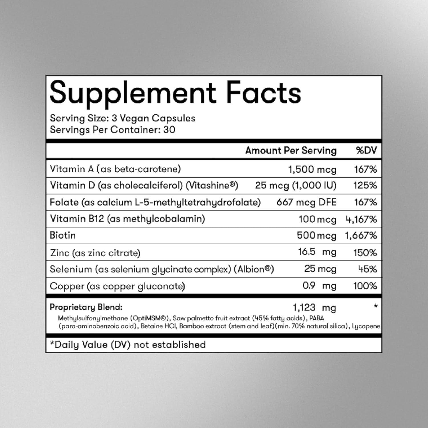 WELLBEL WELLBEL Men Clean Supplement for Hair, Skin, and Nails, Vegan, Gluten Free and Non GMO 90 Count - 3 Pack