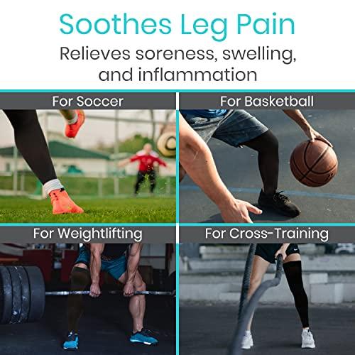 Vive Vive Full Leg Compression Sleeves for Men & Women (Pair) - Knee, Calf, & Thigh Support Brace Wrap for Basketball, Football, Wrestling - Footless Long Running Accessories for Shin Splints (Small)