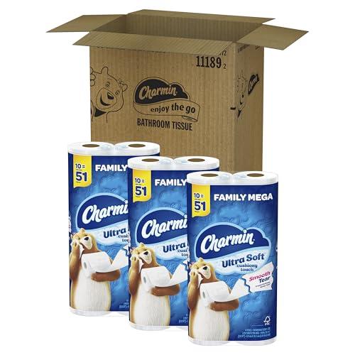 Charmin Charmin Toilet Paper Ultra Soft Cushiony Touch, 30 Family Mega Rolls = 153 Regular Rolls