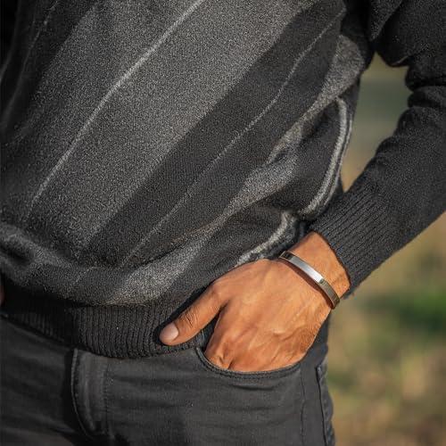 MagnetRX MagnetRX® Magnetic Bracelets for Men - Elegant Bangle, Golf/Tennis Elbow & Balance - Men’s Cuff Magnetic Bracelet (Polished Silver | Medium)
