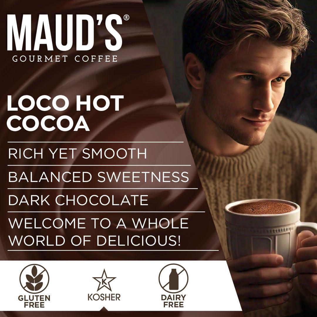 MAUD'S Maud\'s Dark Hot Chocolate Pods, 50ct. | Single Serve Gluten & Dairy Free Hot Cocoa | 100% California Blended Hot Chocolate | Solar Energy Produced Recyclable Pods Compatible with Keurig K Cups Maker