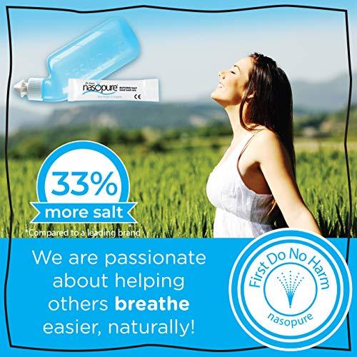 DR HANA'S NASOPURE Nasopure Nasal Wash, Sampler Kit, “The Nicer Neti Pot” Sinus Wash Kit, Comfortable Nasal Rinse 8 Oz Bottle & 4 Salt Packets (3.75 Grams Each), Nasal Congestion, Cold, Flu, Allergy, Nasal Irrigation