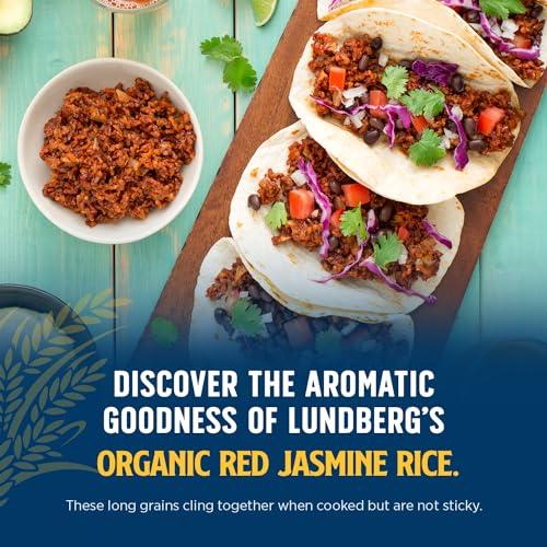 Lundberg Lundberg Organic Red Jasmine Rice, Long Grain Red Rice - Non-Sticky, Fluffy Aromatic Rice, Organically Grown in California, Pantry Staples, 16 Oz