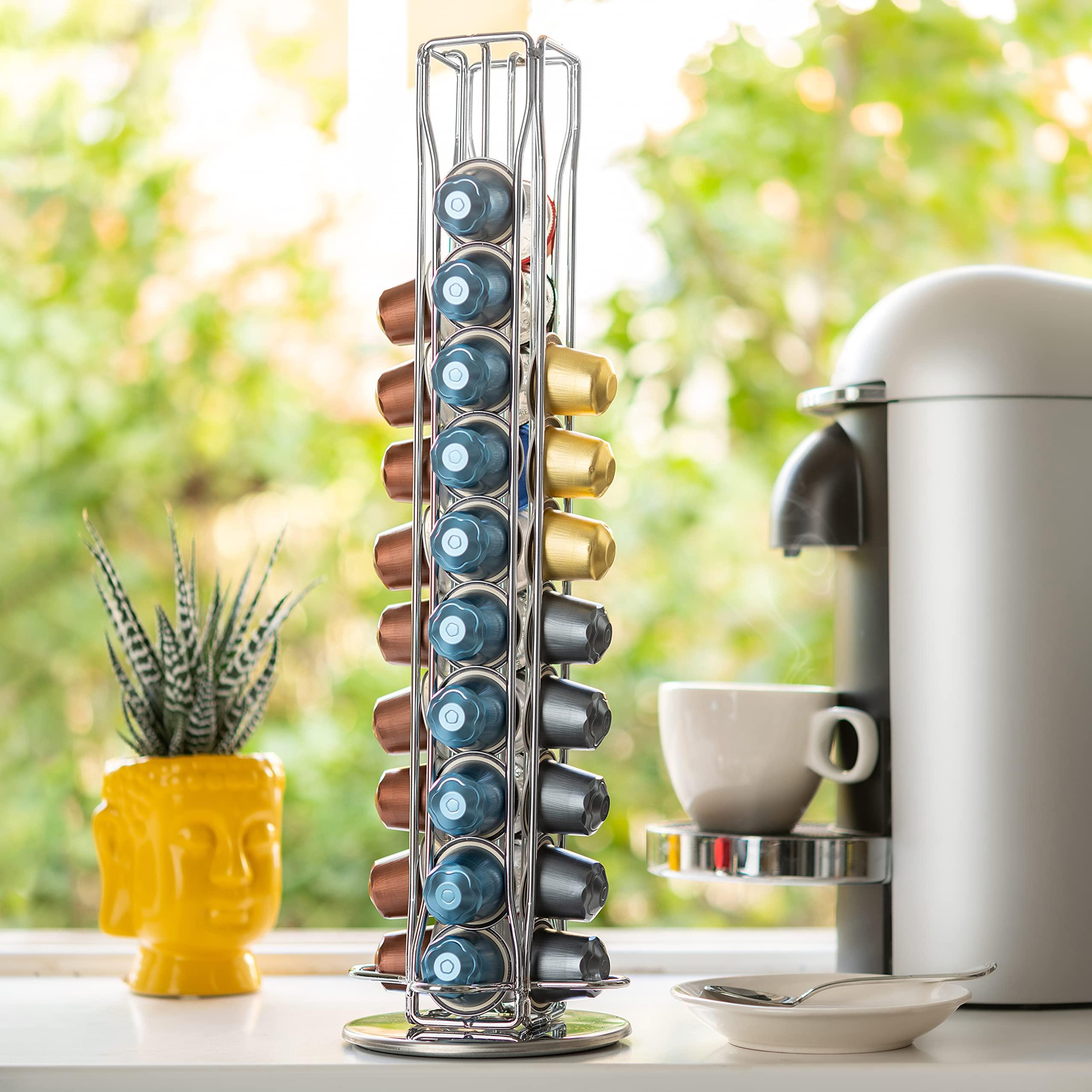 Mixpresso Mixpresso Capsule Spinning Carousel Holder Bundle with 50 Espresso Capsules, Classe (Compatible With Nespresso Machines) 360 Degree Rotatable Capsules Holder, Holds 40 Coffee Pods