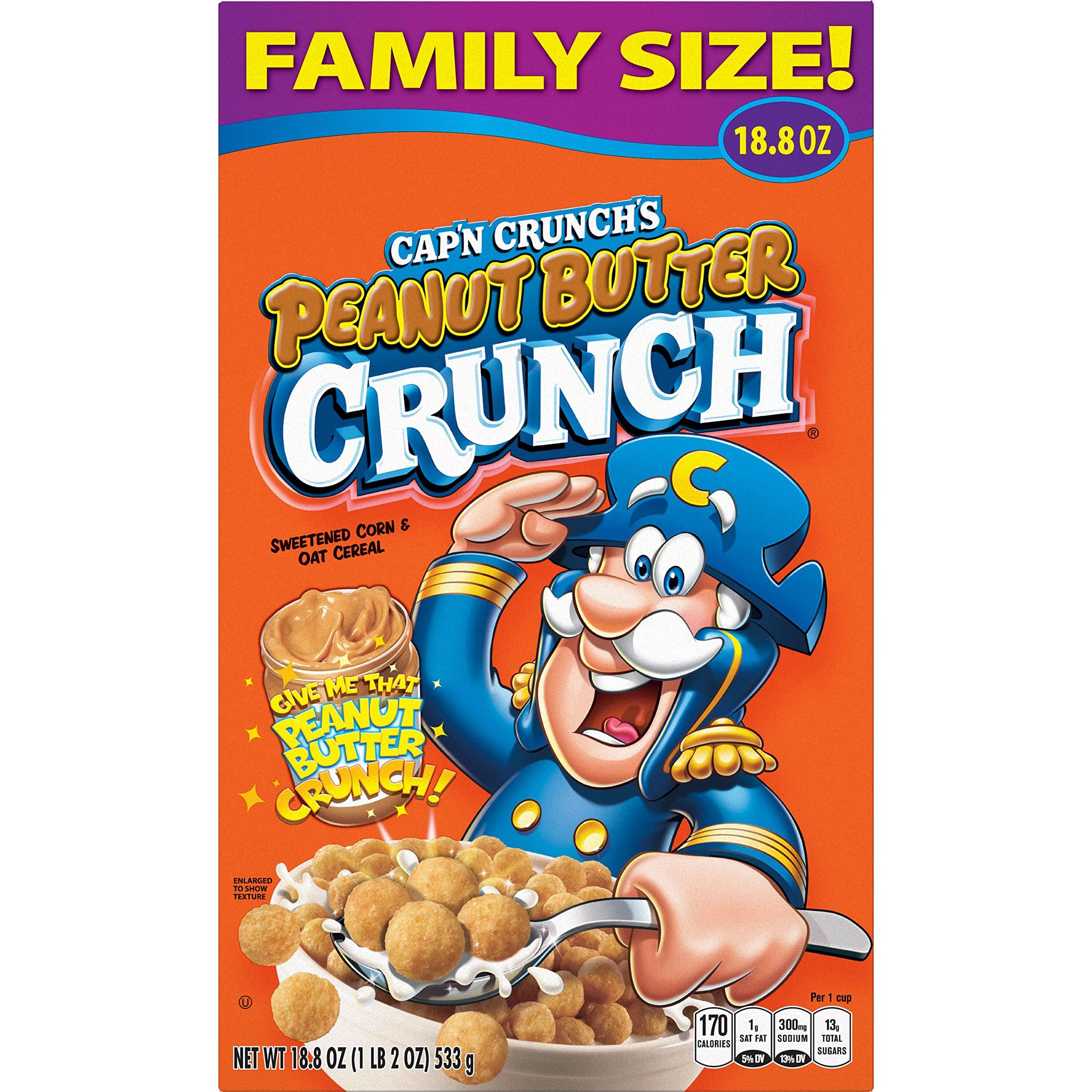Cap'n Crunch Cap\'n Crunch Cereal, Peanut Butter, 18.8oz Box, Packaging May Vary