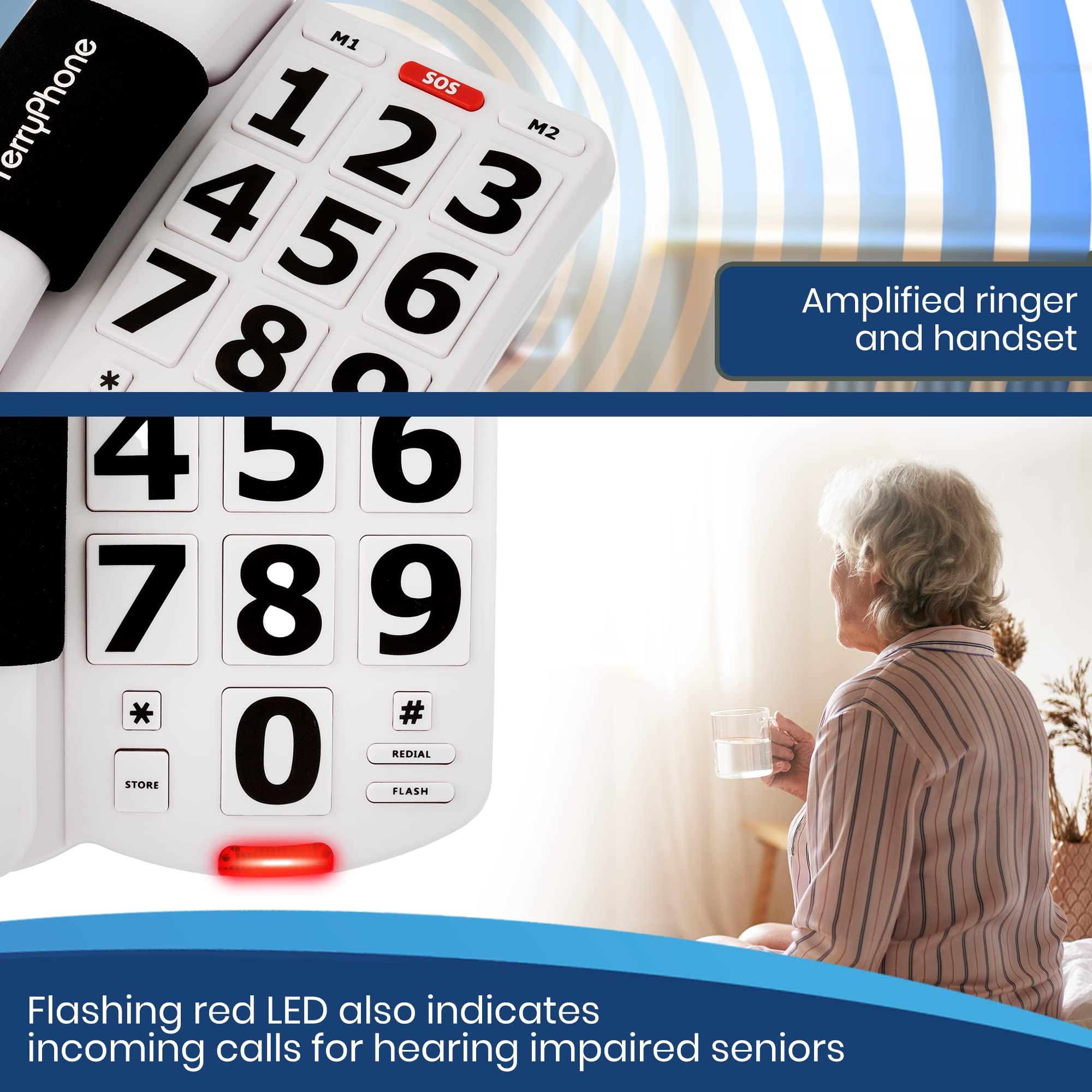 Acenis Acenis Big Button Phone for Seniors - Corded Landline Telephone - Large Buttons and One-Touch Dialling for Visually Impaired - 80 dB Amplified Ringer for Hearing Impaired, Ergonomic Non-Slip Grip