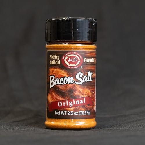 J & D Foods J&D\'s Bacon Salt, Original, 2.6 Ounce, Bacon-Flavored Seasoning Salt, Vegan, Vegetarian, Kosher