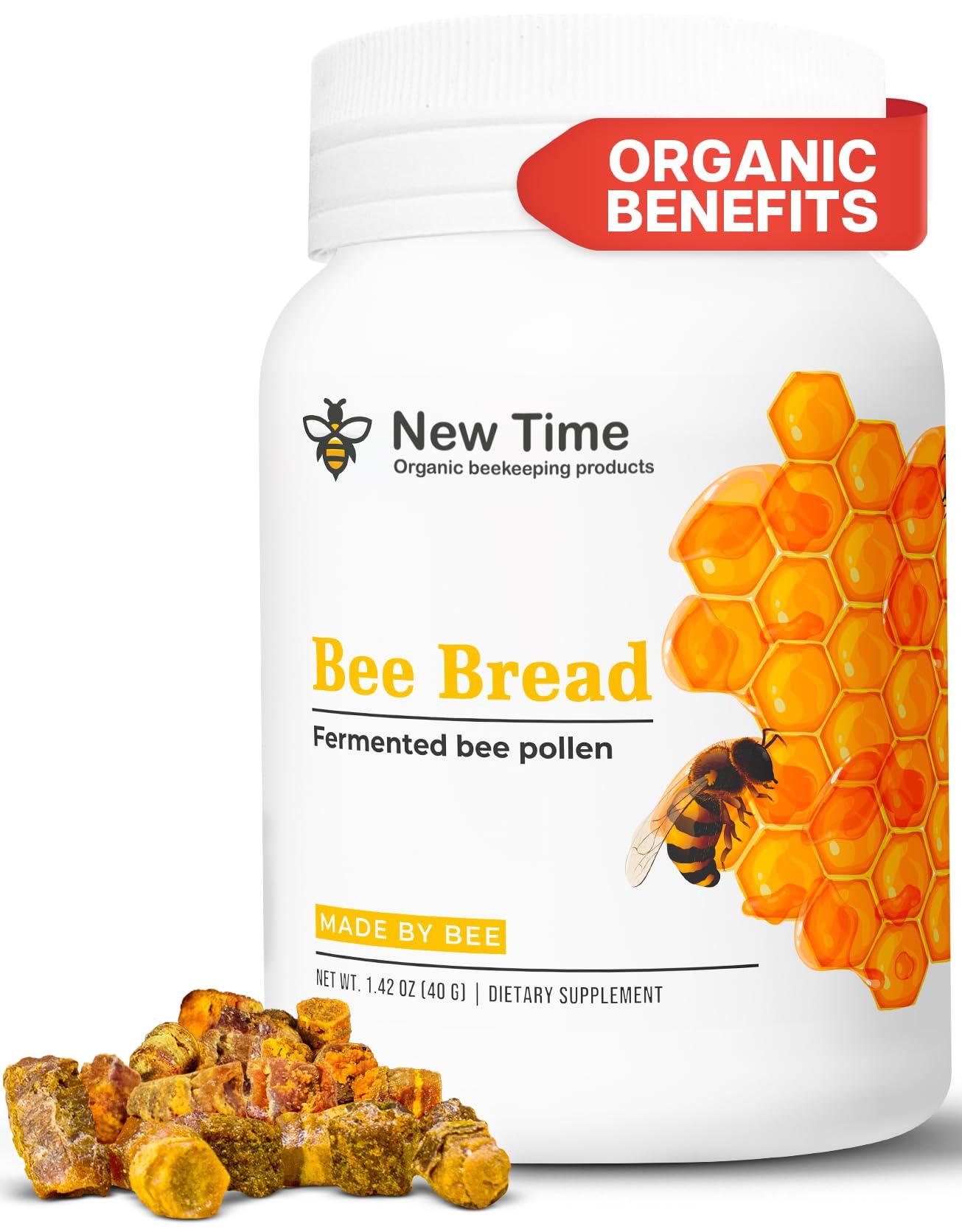 NTime Organic Bee Bread - Natural Fermented Pollen, Multivitamin for breast growth, Superfood for men, women, Vital Proteins, Immune Support & Energy Supplement