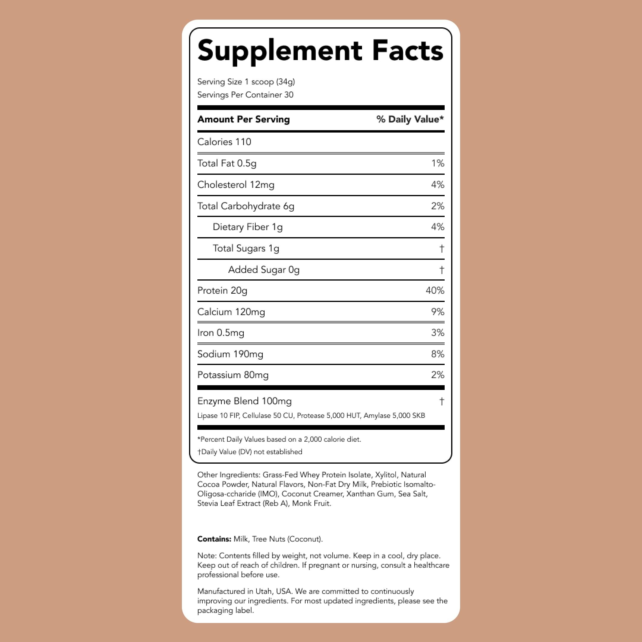 Clean Simple Eats Clean Simple Eats Chocolate Brownie Batter Whey Protein Powder, Natural Sweetened and Cold-Processed 20 Grams of Protein (30 Servings)