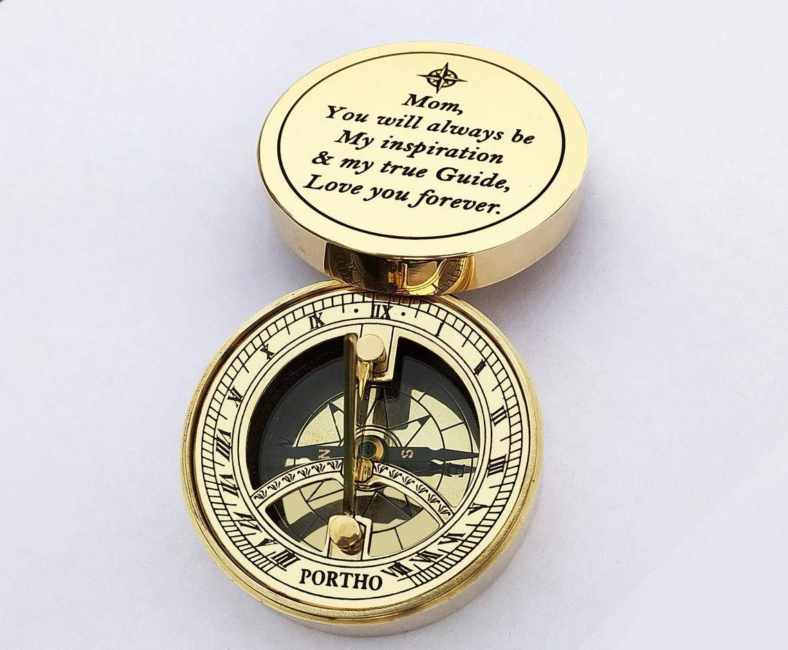U.K MART U.K MART Personalised Brass Engraved Sundial Compass Add Your Massage & Logo On Compass