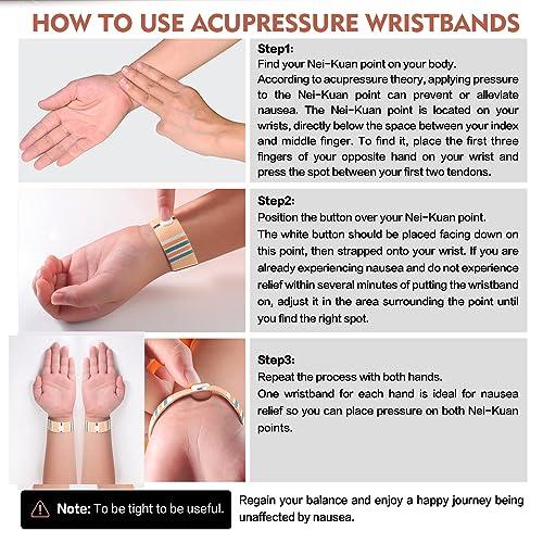 Hionfurt Hionfurt Nausea Relief Motion Sickness Bands, Sea Sickness Wristbands Motion Sickness (Cruise,Plane) Morning Sickness Anti Nausea Relief Wristband Bracelets for Pregnant Women and Adult Kids(2 Pairs)
