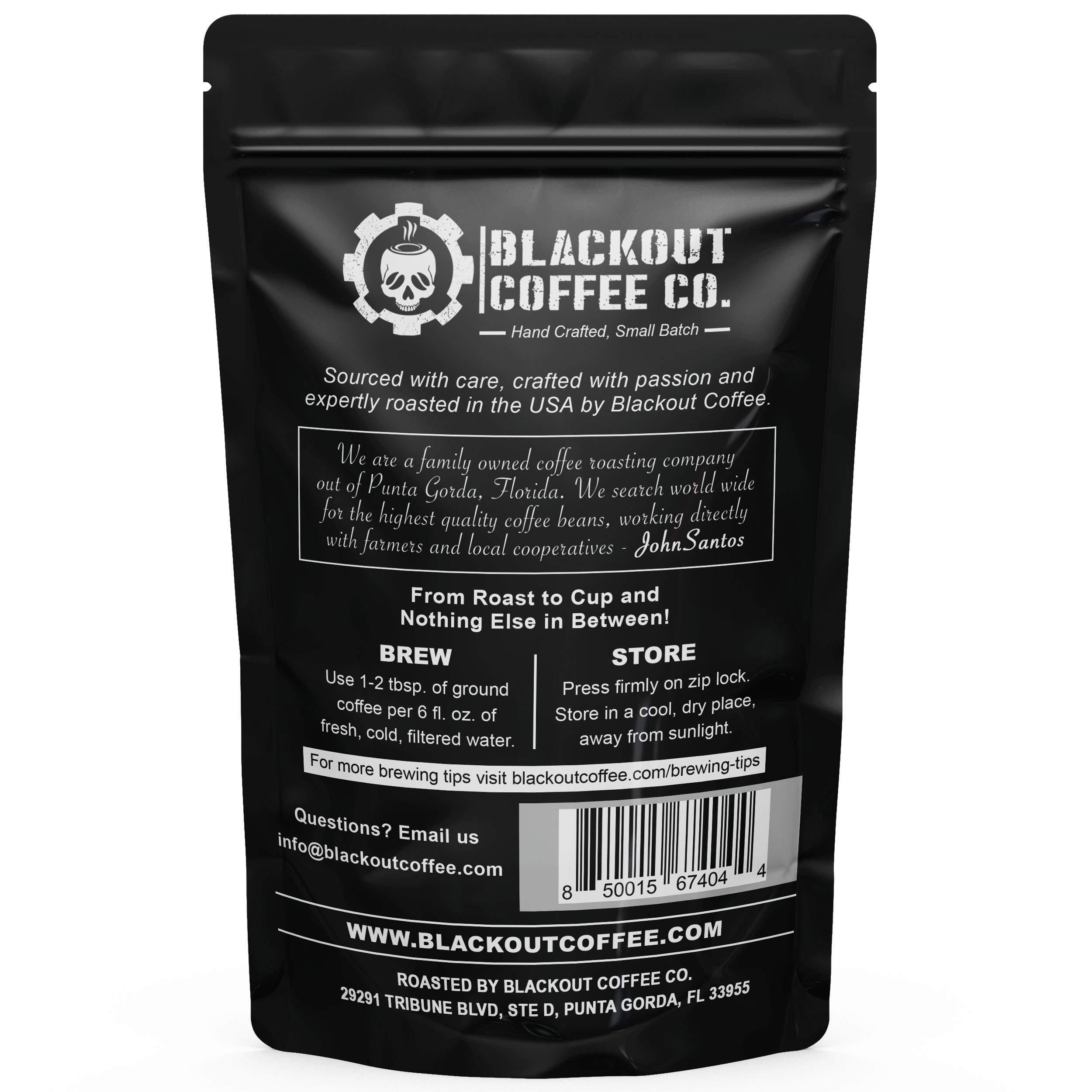 Blackout Coffee Co. Blackout Coffee, Pitch Black Espresso Extra Dark Roast Coffee, Aromatic, European-Style Espresso Coffee, Small Batch Fresh Roasted in the USA 12 oz Bag (Whole Bean Coffee)