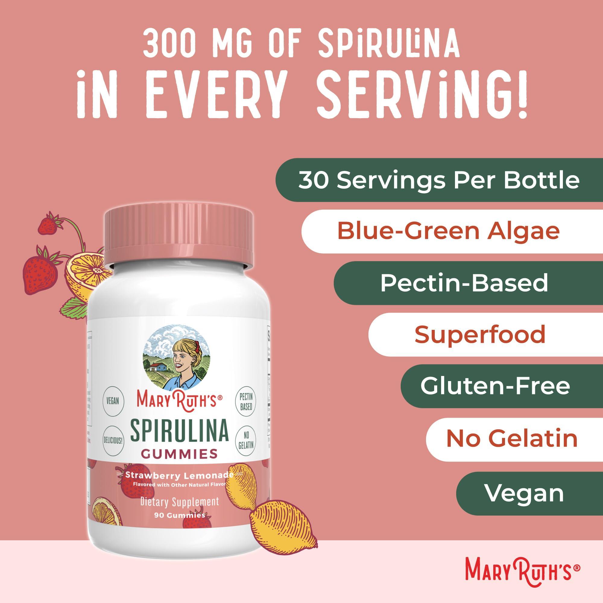 MaryRuth Organics MaryRuth Organics Spirulina Gummies Made with Organic Spirulina | Superfood Gummies for Ages 14+ | Vegan | Non-GMO | 90 Count