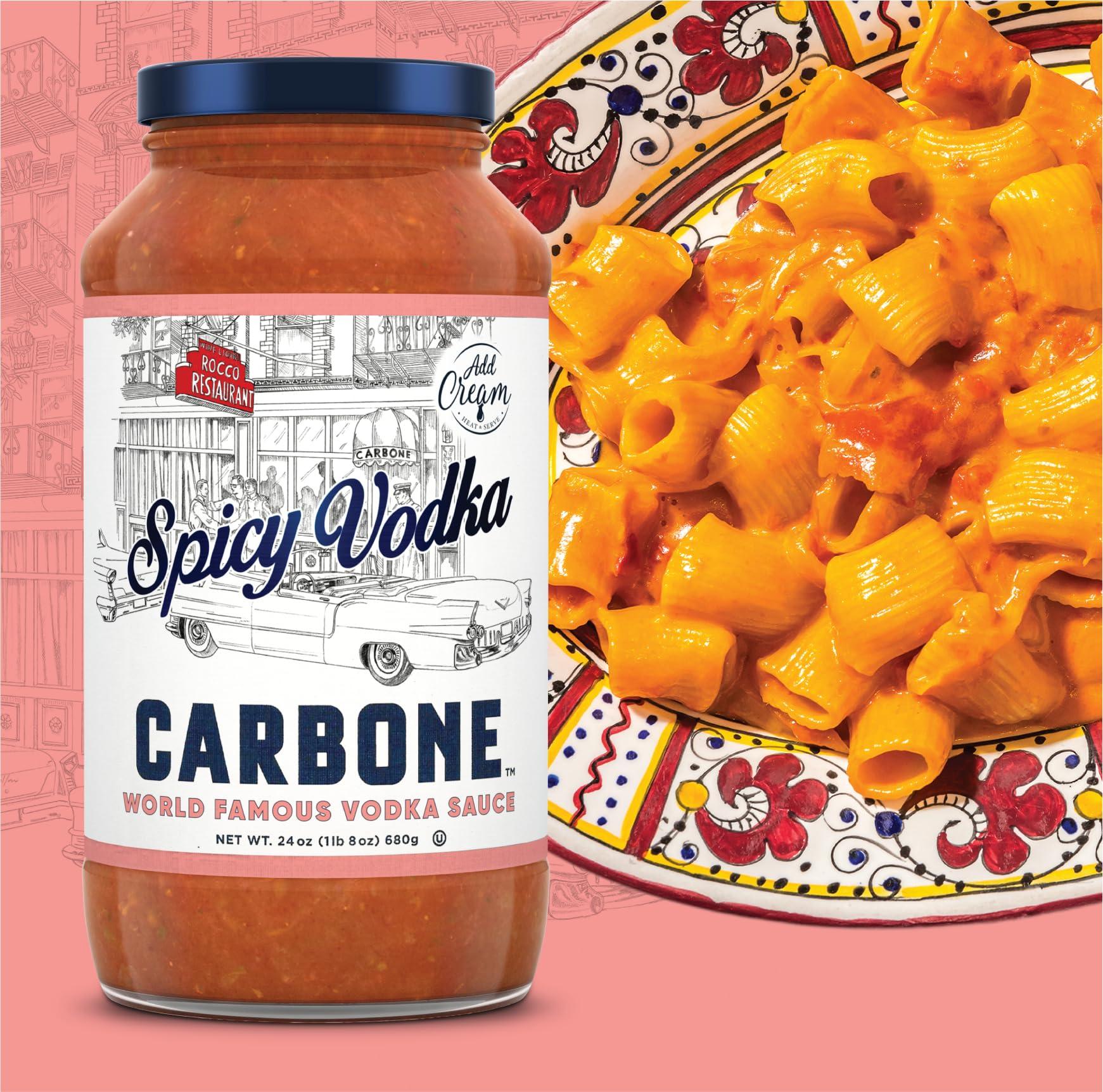 Carbone Carbone Spicy Vodka Pasta Sauce | World Famous Signature Recipe | Slow-Cooked with 100% Italian Tomatoes | Vegetarian, Gluten Free, Low Carb, Keto Pasta Sauce, 24 Fl Oz (Pack of 4)