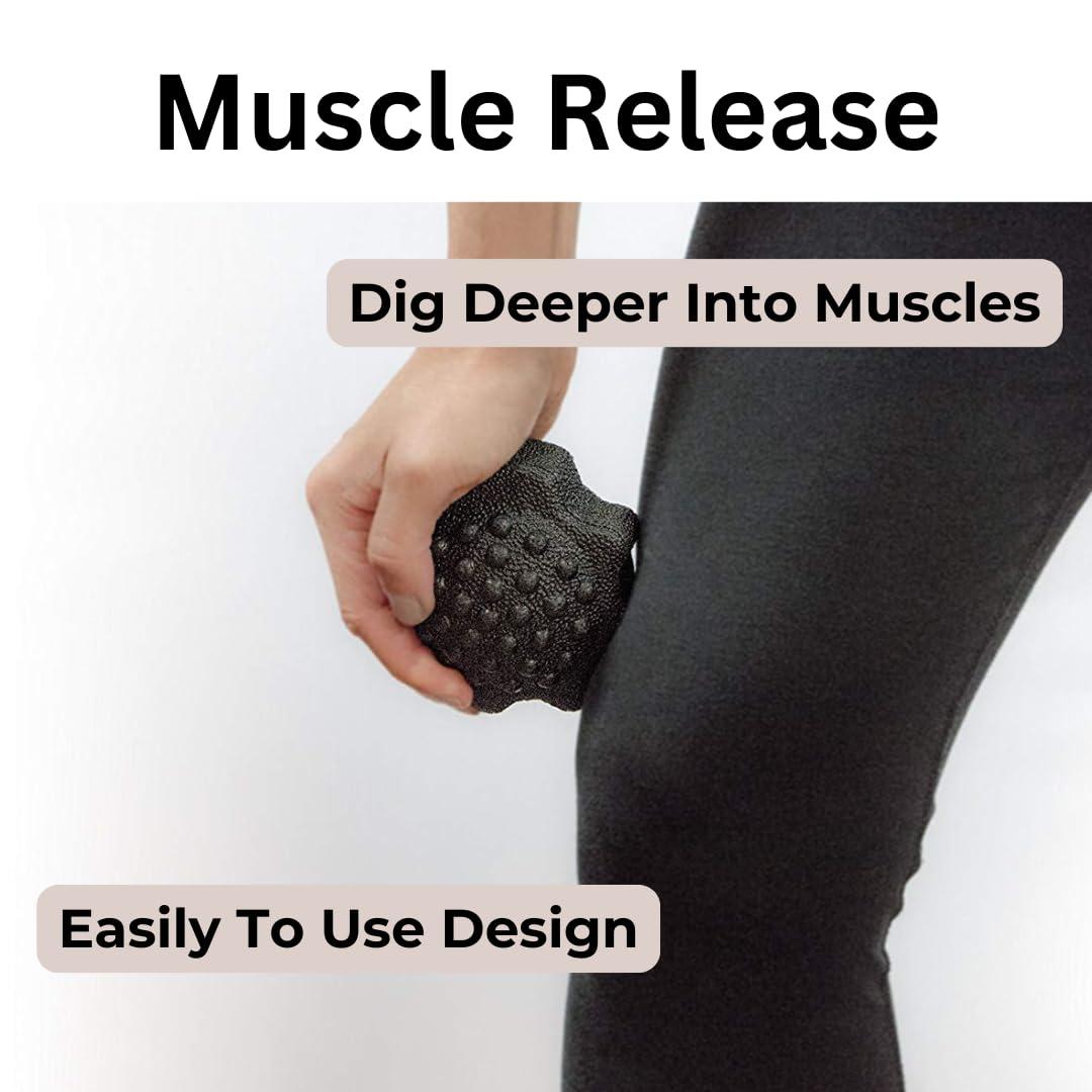 Rollga Rollga Muscle Releaser Massage Ball for Trigger Point Release, Muscle Knot Massage, Lacrosse Ball Alternative, 3 Surfaces for Advanced Grip and Muscle Release