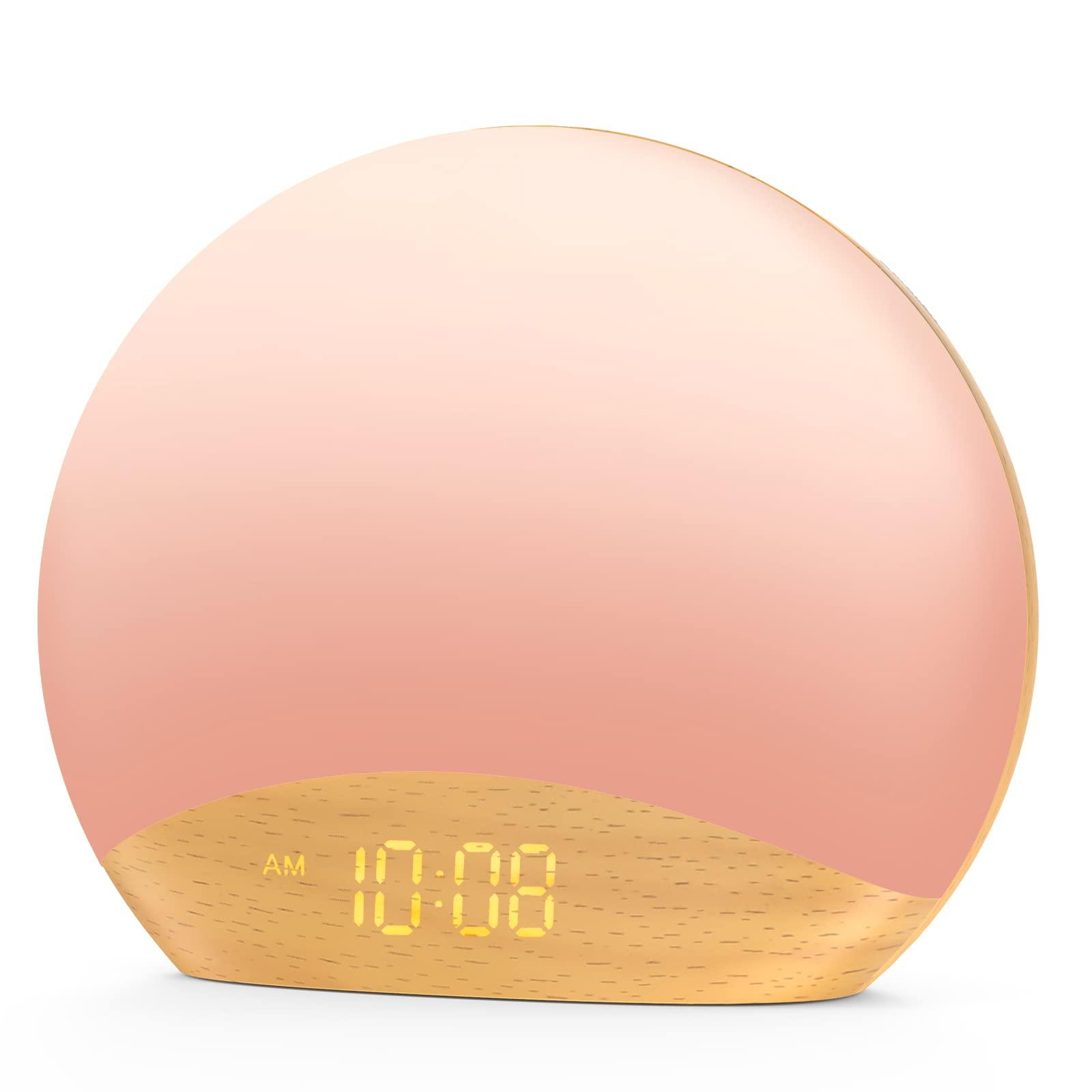 HOUSBAY HOUSBAY White Noise Machine Sunrise Alarm Clock, Wake Up Light, Dimmable Night Light, 26 Natural Sounds, Gentle Wake up & Sound Machine for Sleeping, Adults, Kids, Baby-Wooden