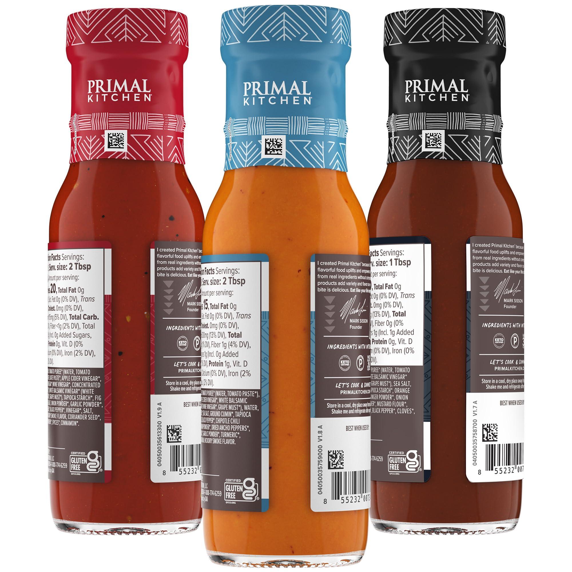 Primal Kitchen Primal Kitchen Organic BBQ Sauce & Steak Sauce 3-Pack, Made with Real Ingredients, No Cane Sugar or Corn Syrup, Includes Classic BBQ, Golden BBQ, and Steak Sauce