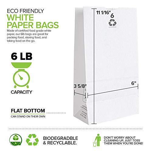 Stock Your Home Stock Your Home 6 Lb White Paper Bags (200 Count) - Eco Friendly White Lunch Bags - Small White Paper Bags for Packing Lunch & Snacks - Blank White Lunch Bags Paper for Arts & Crafts Projects