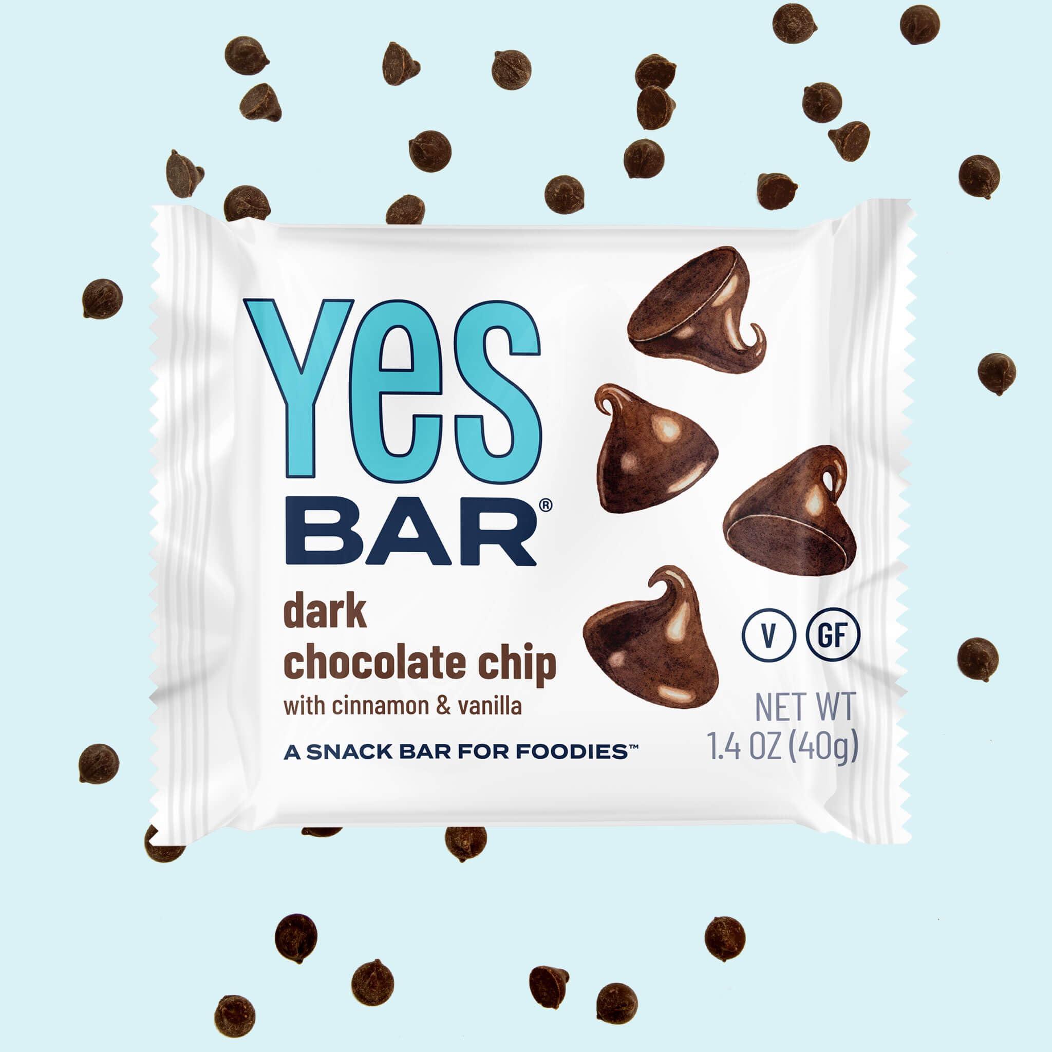 The YES Bar The YES Bar Dark Chocolate Chip Plant Based Protein, Decadent Snack Bar Vegan, Paleo, Gluten Free, Dairy Free, Low Sugar, Healthy Snack, Breakfast, Low Carb, Keto Friendly (24 Count)